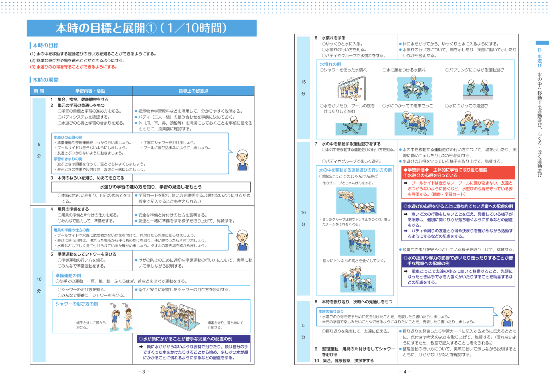 スポーツ庁の低学年水遊び 水中移動と水慣れの授業例