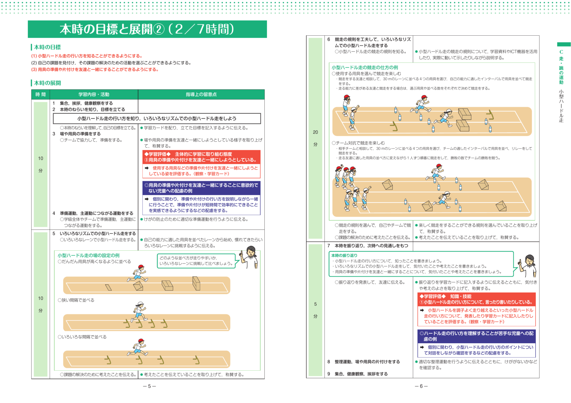 スポーツ庁 中学年 小型ハードル走の場の設定例と授業展開