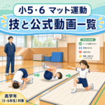 小学校5・6年生のマット運動で、技と公式動画を一覧で確認する教材ページのアイキャッチ