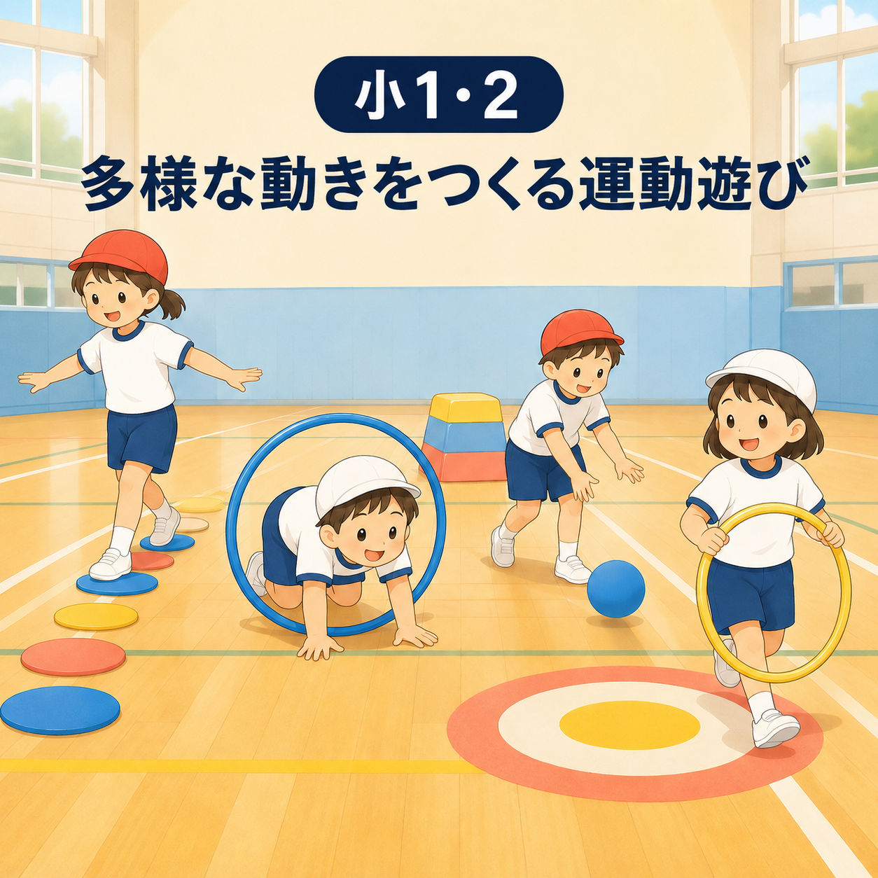 小1・2 多様な動きをつくる運動遊び