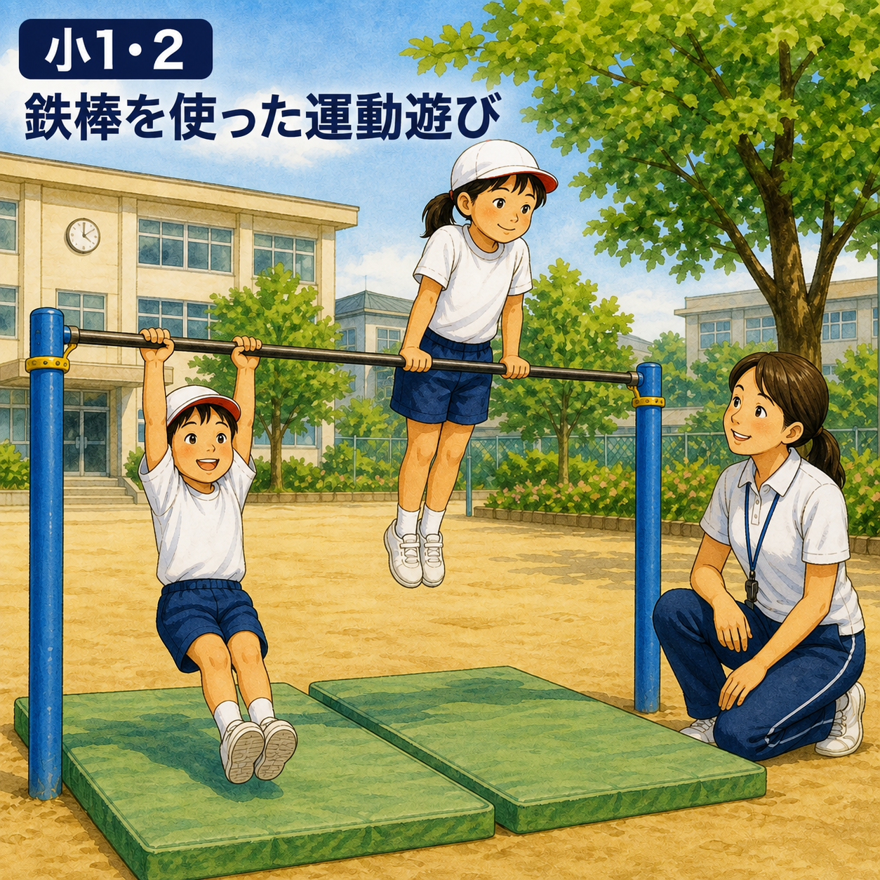 小1・2 鉄棒を使った運動遊び